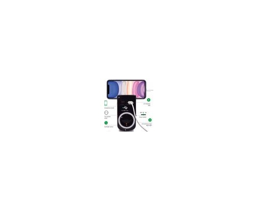 Adaptador de pared welly enjoy toma schuko 16a con luz nocturna 2puertos usb indicador led soporte telefono negro WY13031