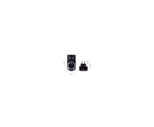 Adaptador de pared welly enjoy toma schuko 16a con luz nocturna 2puertos usb indicador led soporte telefono negro WY13031