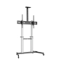 AISENS Soporte de suelo PRO con ruedas, bandeja para DVD y soporte de cámara para Monitor/TV 100Kg de 60-100, Negro-Plata