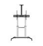 AISENS Soporte de suelo PRO con ruedas, bandeja para DVD y soporte de cámara para Monitor/TV 100Kg de 60-100, Negro-Plata