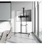 AISENS Soporte de suelo PRO con ruedas, bandeja para DVD y soporte de cámara para Monitor/TV 100Kg de 60-100, Negro-Plata