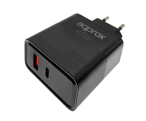 Approx APPUSBWALL65W Cargador 65W QC 1x USB A + 1 USB C + cable