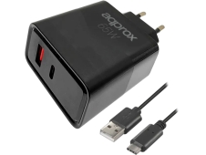 Approx APPUSBWALL65W Cargador 65W QC 1x USB A + 1 USB C + cable
