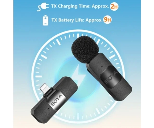Boya BY-V10 Micrófono de Solapa Inalámbrico Android USB-C Negro