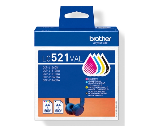 Brother LC521VAL cartucho de tinta 4 pieza(s) Original Negro, Cian, Magenta, Amarillo