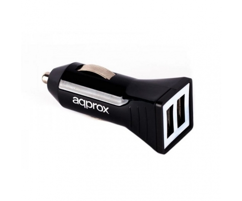 CARGADOR COCHE USB APPROX 2.4A NEGRO appusbcar21B