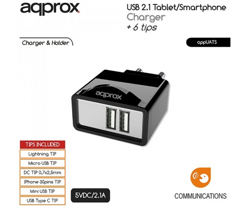 CARGADOR TABLET TELEFONO APPROX UNIVERSAL APPROX APPUATS