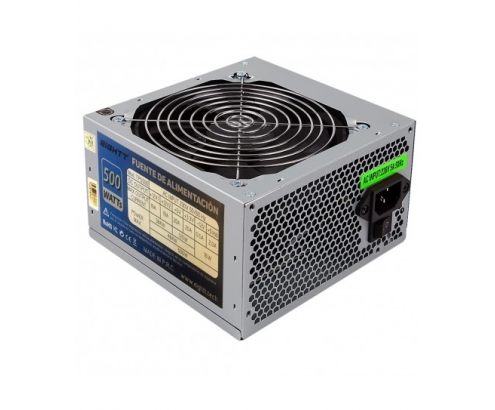 Eightt Fuente de Alimentación 500W. Ventilador silencioso de 12 cm. 1 x ATX 20+4 pines, 1 x EPS/ATX 12V 4 pines, 4x SATA, 2x Molex