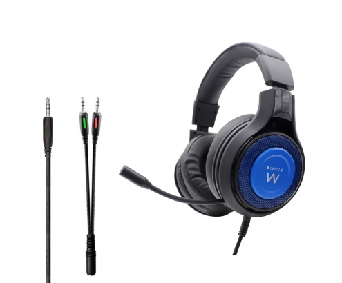 Ewent PL3322 Auriculares gaming diadema conector de 3.5mm negro azul