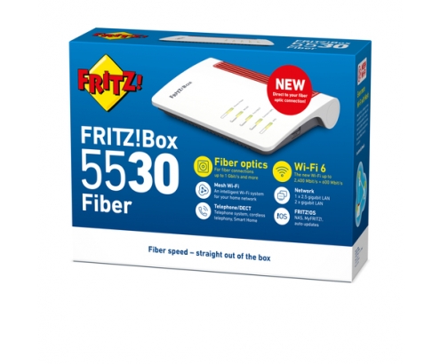 FRITZ!Box 5530 (WITH SFP XGSPON) router inalámbrico Gigabit Ethernet Doble banda (2,4 GHz / 5 GHz) Blanco