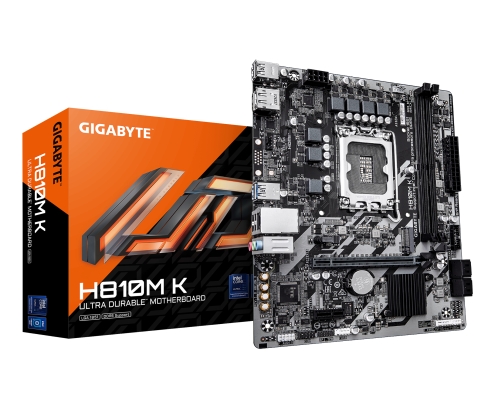 GIGABYTE H810M K Placa Base – Procesadores Intel Core Ultra (Serie 2), VRM de 3+1+2 fases, hasta 6400 MHz DDR5, 1 x M.2 PCIe 4.0, LAN 1 GbE, USB 3.2