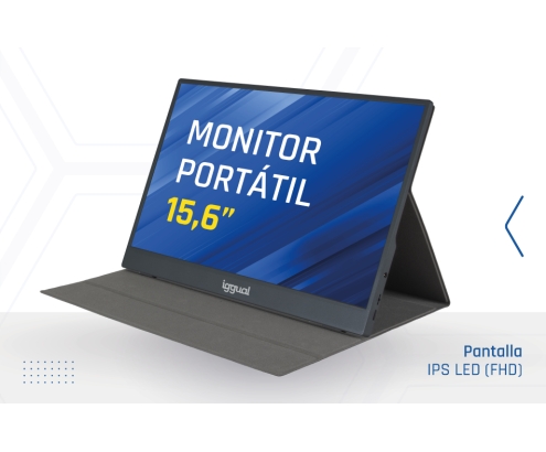 Iggual MPL156 15.6″ 1080p 60Hz IPS portátil altavoces USB-C HDMI VESA