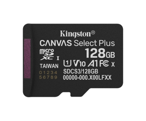 Kingston Technology 128GB microSDXC Canvas Select Plus Gen3 150MB/s A1 (Incluye adaptador de SD)