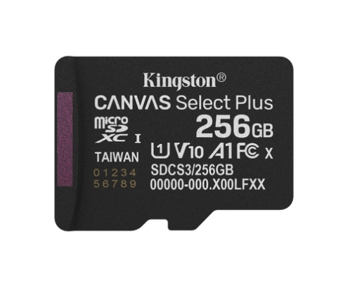 Kingston Technology 256GB microSDXC Canvas Select Plus Gen3 150MB/s A1 (Incluye adaptador de SD)