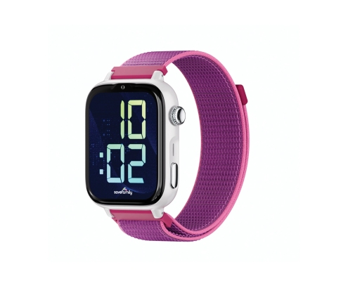 SaveFamily SaveWatch Plus 2 Reloj Inteligente para niños 4G Esfera Blanca correa Tela Frambuesa