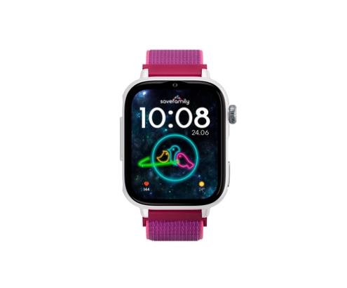 SaveFamily SaveWatch Plus 2 Reloj Inteligente para niños 4G Esfera Blanca correa Tela Frambuesa