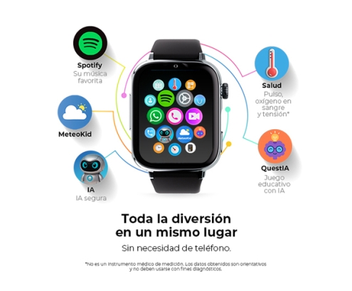 SaveFamily SaveWatch Plus 2 Reloj Inteligente para niños 4G Esfera Negra correa silicona Negra