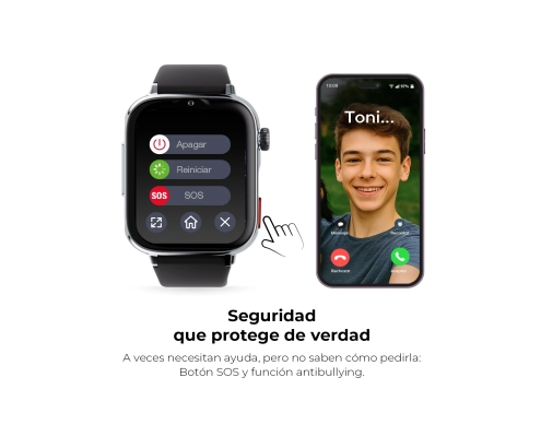 SaveFamily SaveWatch Plus 2 Reloj Inteligente para niños 4G Esfera Negra Correa Tela Frambuesa