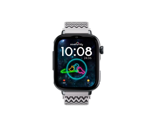 SaveFamily SaveWatch Plus 2 Reloj Inteligente para niños 4G Esfera Negra correa Tela ZigZag