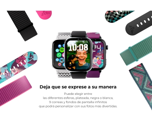 SaveFamily SaveWatch Plus 2 Reloj Inteligente para niños 4G Esfera Negra correa Tela ZigZag