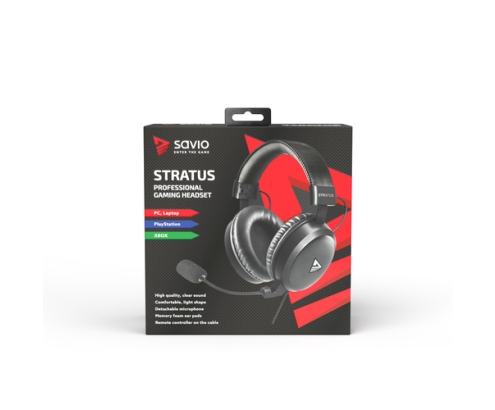 Savio Stratus Auriculares Alámbrico gancho de oreja Juego Negro