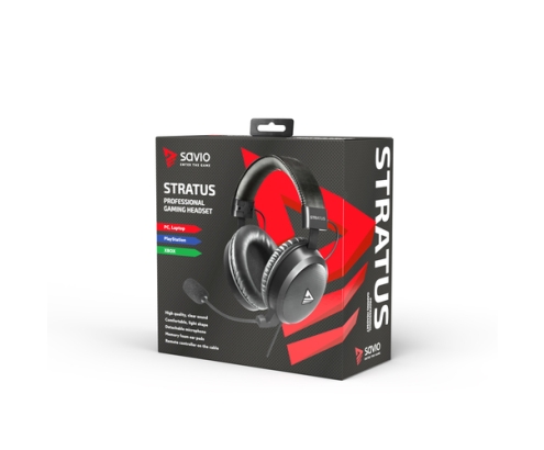 Savio Stratus Auriculares Alámbrico gancho de oreja Juego Negro