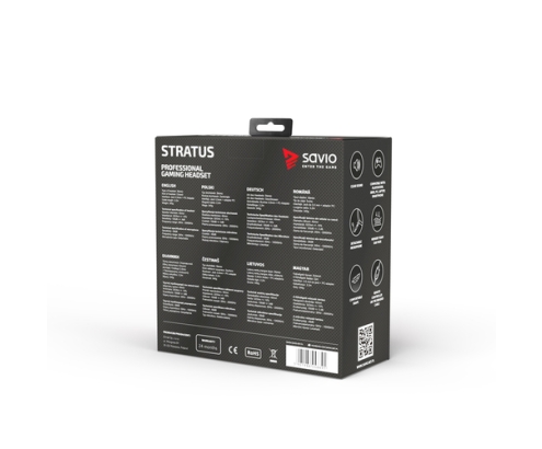 Savio Stratus Auriculares Alámbrico gancho de oreja Juego Negro