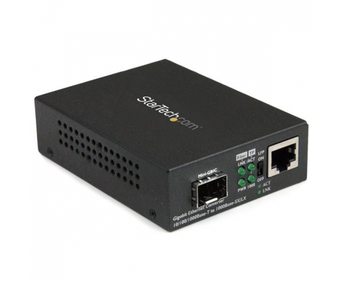 StarTech.com Conversor de Medios Ethernet Gigabit a Fibra con SFP abierto - Negro