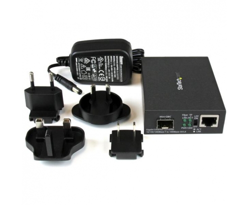 StarTech.com Conversor de Medios Ethernet Gigabit a Fibra con SFP abierto - Negro