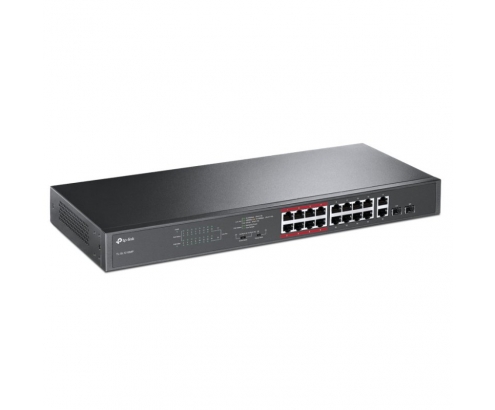 SWITCH TP-LINK TL-SL1218MP 16PTOS 10/100 2 PTOS GIGABIT POE NEGRO TL-SL1218MP