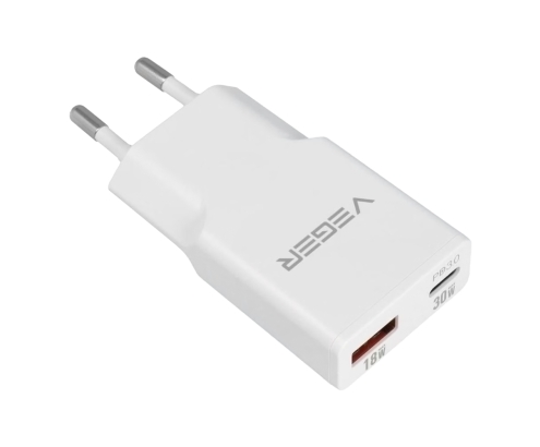 Veger VG-30W1A1C Cargador USB QC3.0 / PD3.0 USB-A y USB-C